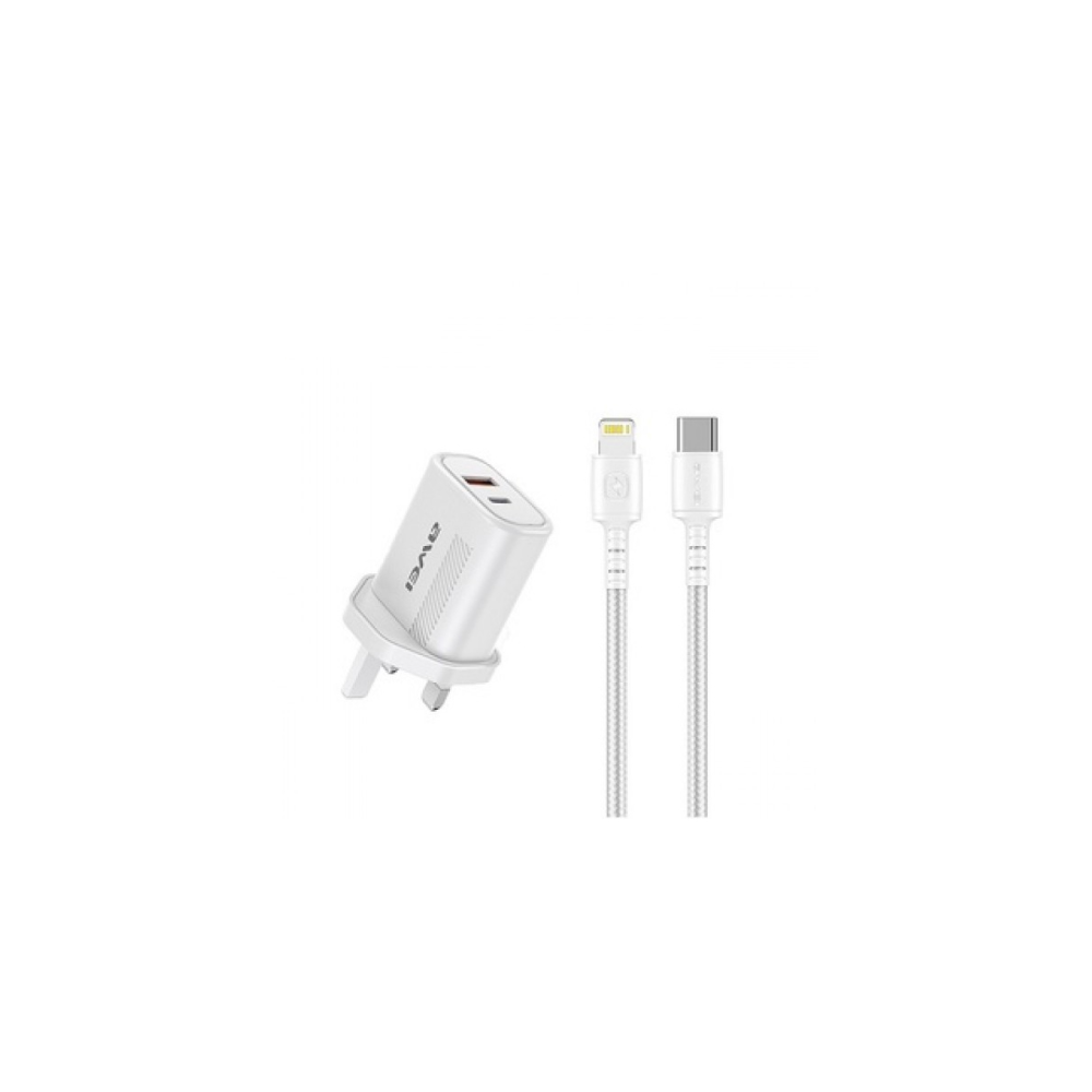 AWEI PD6 Super Fast Charging Combo (Adapter + 1M Type-C Cable) - White